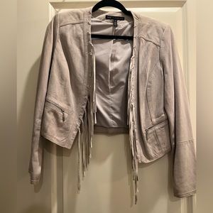 Gray fringe jacket - White House Black Market